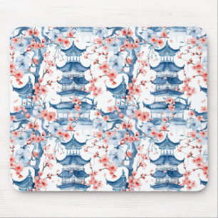Chinesische Pagode mit Kirschblüten (5) Mousepad