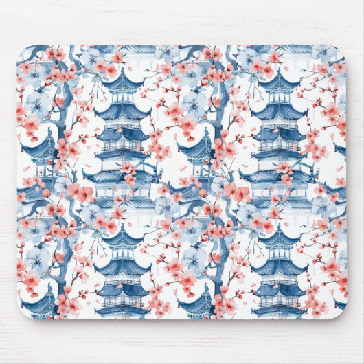 Chinesische Pagode mit Kirschblüten (5) Mousepad (Vorne)
