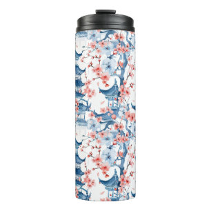 Chinesische Pagode mit Kirschblüten (5) Thermosbecher