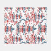 Chinesische Pagode mit Kirschblüten (6) Fleecedecke (Vorderseite (Horizontal))