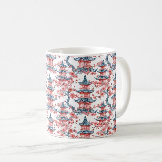 Chinesische Pagode mit Kirschblüten (6) Kaffeetasse (VorderseiteRechts)