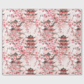 Chinesische Pagode mit Kirschblüten (7) Geschenkpapier (Flach)