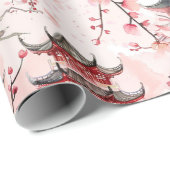 Chinesische Pagode mit Kirschblüten (7) Geschenkpapier (Rolleneckpunkt)