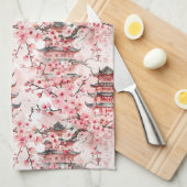Chinesische Pagode mit Kirschblüten (7) Geschirrtuch (Viertel Falte)
