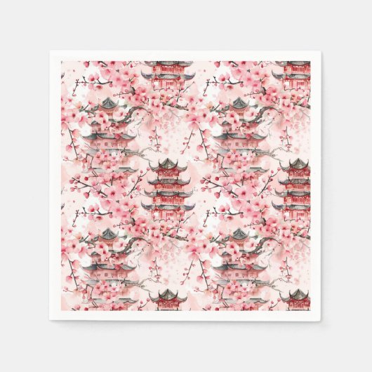 Chinesische Pagode mit Kirschblüten (7) Serviette (Vorderseite)