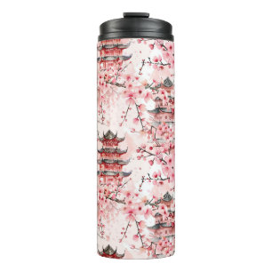 Chinesische Pagode mit Kirschblüten (7) Thermosbecher