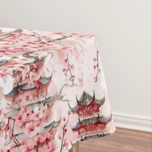 Chinesische Pagode mit Kirschblüten (7) Tischdecke