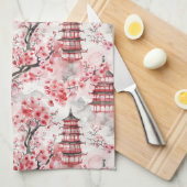 Chinesische Pagode mit Kirschblüten (9) Geschirrtuch (Viertel Falte)