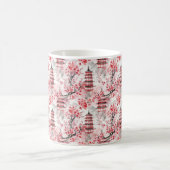 Chinesische Pagode mit Kirschblüten (9) Kaffeetasse (Mittel)