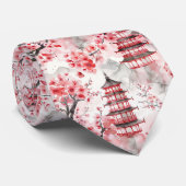 Chinesische Pagode mit Kirschblüten (9) Krawatte (Gerollt)