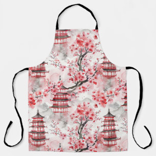 Chinesische Pagode mit Kirschblüten (9) Schürze