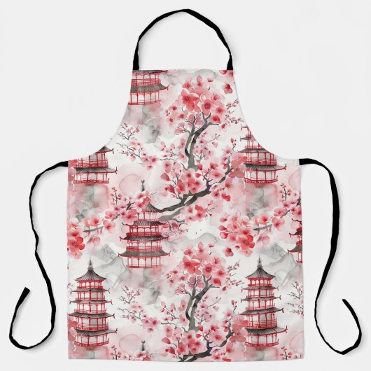 Chinesische Pagode mit Kirschblüten (9) Schürze (Vorderseite)