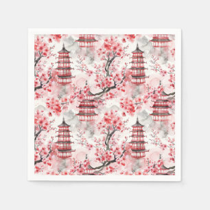 Chinesische Pagode mit Kirschblüten (9) Serviette