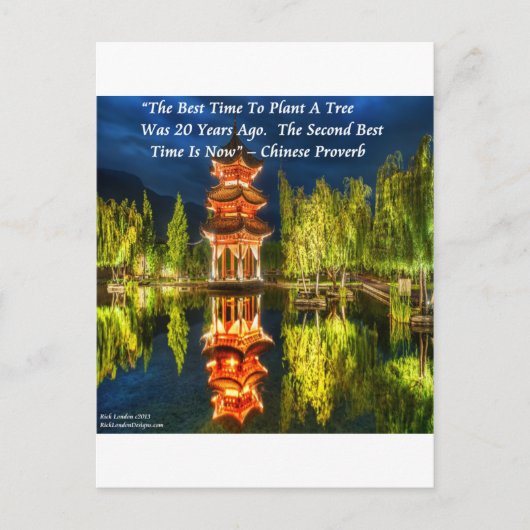 Chinesische Pagode und Natursprichwort Postkarte (Vorderseite)