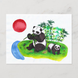 Chinesische Panda-Mutter und ihr Junge Einladungspostkarte