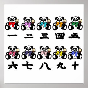 Chinesische Pandas zählen Poster