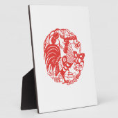 Chinesische Papierausschnitt-Rooster-Jahr-Gedenkta Fotoplatte (Seite)