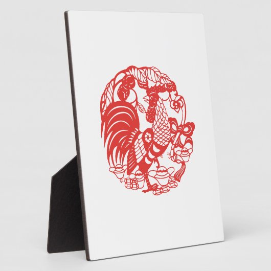 Chinesische Papierausschnitt-Rooster-Jahr-Gedenkta Fotoplatte (Seite)