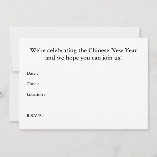 Chinesische Party Einladungen des neuen Jahres (Rückseite)