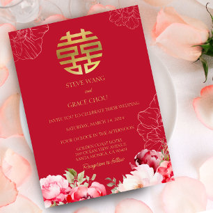 Chinesische Peonies Hochzeitsasien Einladung