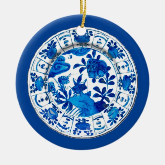 Chinesische Porzellanplatte, Vase der blauen Blume Keramik Ornament (Vorne)