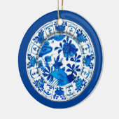 Chinesische Porzellanplatte, Vase der blauen Blume Keramik Ornament (Links)