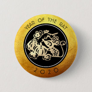 Chinesische Ratte Neujahr 2020 Papierschnitt 1 RB Button
