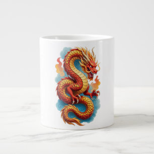 Chinesische rote Drache-Feuer-Illustration Jumbo-Tasse