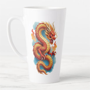 Chinesische rote Drache-feuer-Illustration Milchtasse