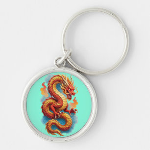 Chinesische Rote Drache Feuer-Illustration Schlüsselanhänger