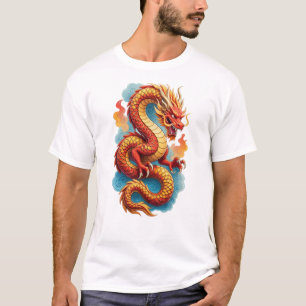 Chinesische Rote Drache Feuer-Illustration T-Shirt