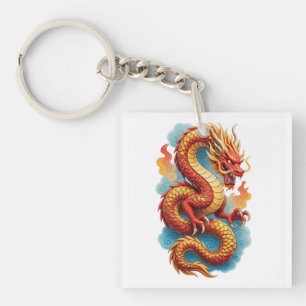 Chinesische rote Drache feurige Illustration-67561 Schlüsselanhänger