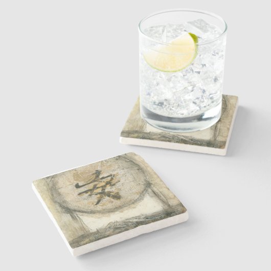 Chinesische Ruhe Gemälde von Mauro Steinuntersetzer (Seitenansicht)