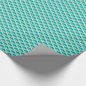 Chinesische Scallops, Aquamarin, Aqua und Korallen Geschenkpapier (Ecke)