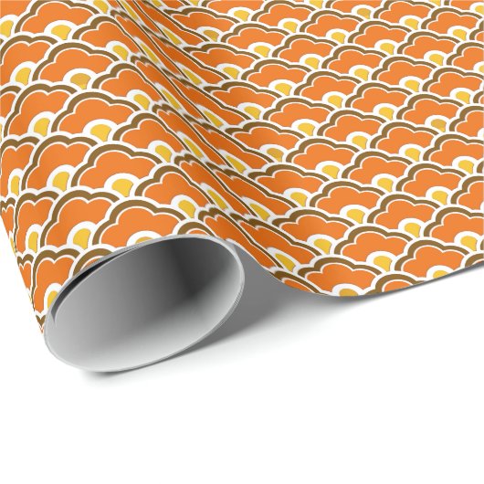 Chinesische Scallops, Mandarin Orange Geschenkpapier (Rolleneckpunkt)