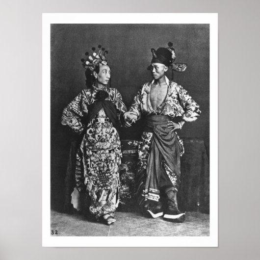 Chinesische Schauspieler, c.1870 (b/w-Foto) Poster (Vorne)