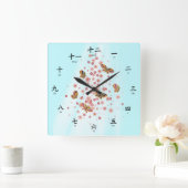 Chinesische Schmetterlingszahlen Pinyin Phonetics Quadratische Wanduhr (Zuhause)