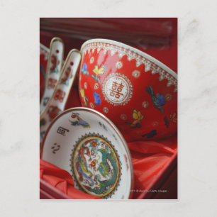 Chinesische Schüssel mit doppeltem Glück Postkarte