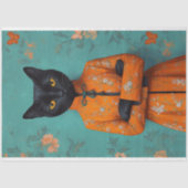 Chinesische schwarze Katzendekoupage Seidenpapier (Vorderseite)