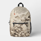 Chinesische Scroll-Tintenlandschaft Bedruckter Rucksack (Vorderseite)