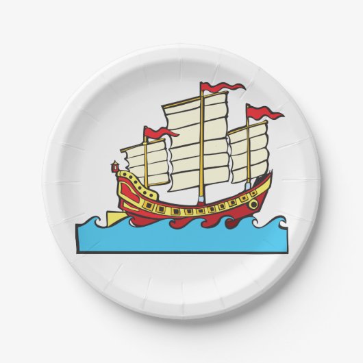 Chinesische Segelschiffpapier-Teller Pappteller (Vorderseite)