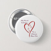 Chinesische Shar-Pei-Herzbelange Button (Vorne & Hinten)