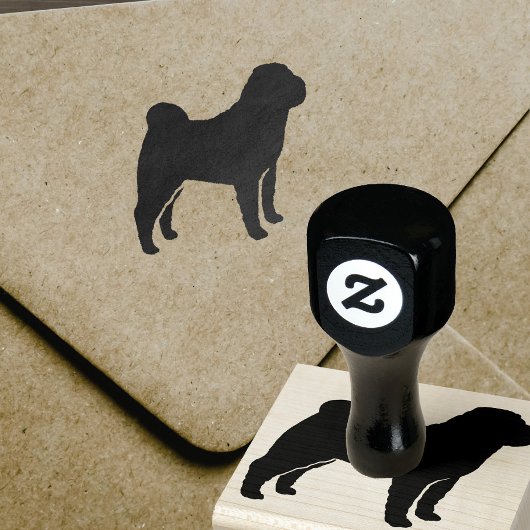 Chinesische Shar Pei Hunde Silhouette Gummistempel
