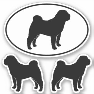 Chinesische Shar-Pei-Hunde-Silhouetten Vinyl-Stick Aufkleber