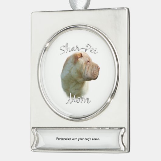 Chinesische Shar-Pei-Mama 2 Banner-Ornament Silber (Links)