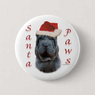Chinesische Shar-Pei Santa Paws Button