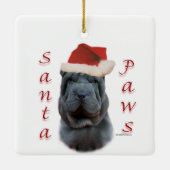 Chinesische Shar-Pei Santa Paws Keramikornament (Rückseite)