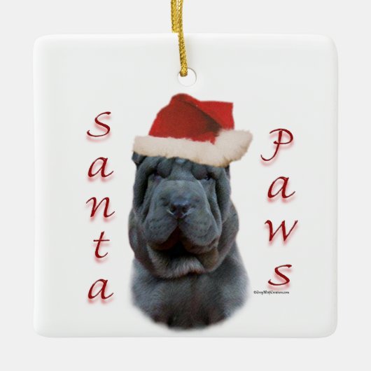 Chinesische Shar-Pei Santa Paws Keramikornament (Vorderseite)