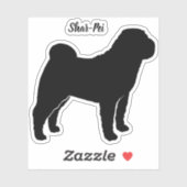 Chinesische Shar-Pei-Silhouette Hund Vinyl-Sticker Aufkleber (Blatt)