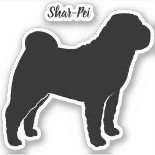 Chinesische Shar-Pei-Silhouette Hund Vinyl-Sticker Aufkleber
